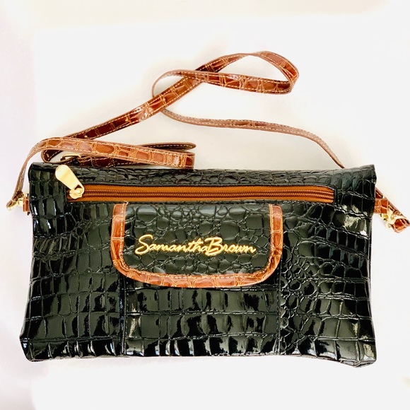 Samantha Brown Handbags - Samantha Brown Convertible Clutch Patent Brown